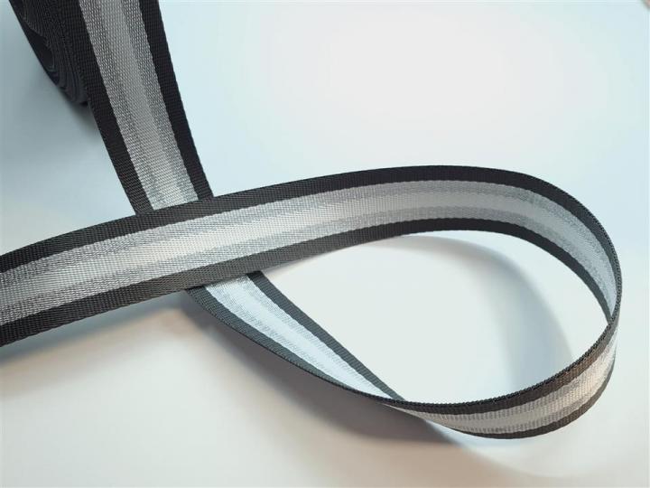 Gurtband Lurex 40mm dk.grau silber 